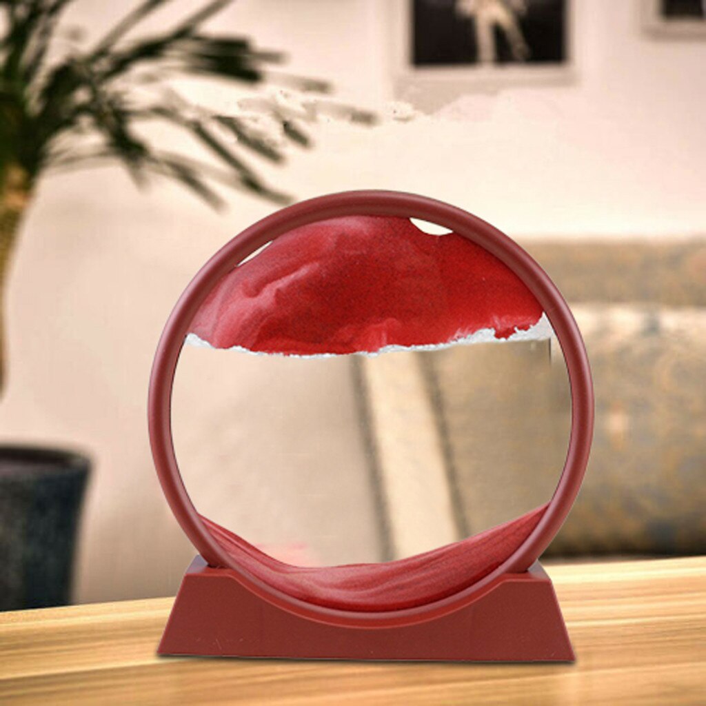 Hourglass 3D Natural Landscape Flowing Sand Picture Moving Grit Hourglass: Red