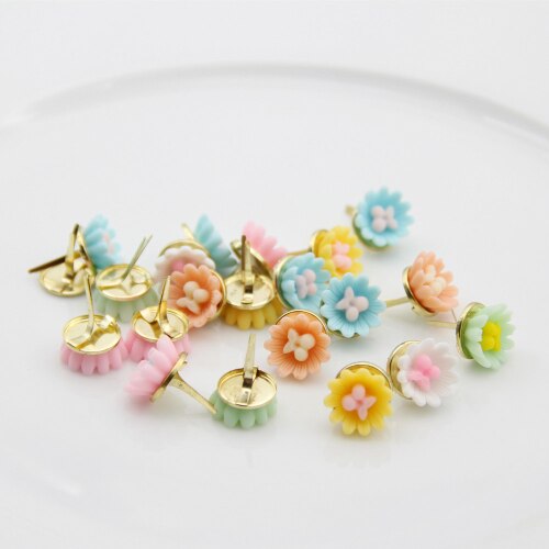 20 stk gull fargerike blomster metall brads scrapbooking dekorasjon pynt feste for gjør-det-selv fotoalbum håndverk tilbehør: Gull base --- blandet