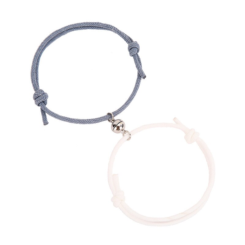 2pcs/pair Magnet Couple Bracelet Long Distance Minimalist Matching Braslet For Lovers Friendship Brazalete: GreyWhite