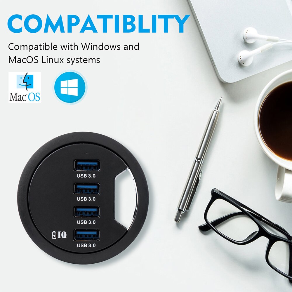 USB Desk Hub USB3.0 HUB With 4 Port USB3.0 Adapter For Desktop PC/Notebook USB HUB Desk Mount USB 3.0 Splitter Cable lenth 80cm