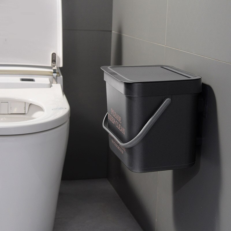 3/5/7L Hanging Trash Can for Kitchen Nordic Wall Mounted Bathroom Trash Bin Wastebasket Toilet Bucket with Cover Ashcan