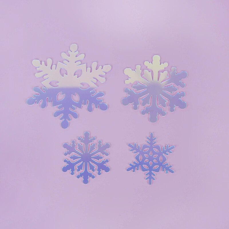 4 stuks/set mix acryl sneeuwvlok taarttopper verjaardagsfeest cupcake topper voor jaar kerstdecoratie taartdecoratie: Laser zonder stok