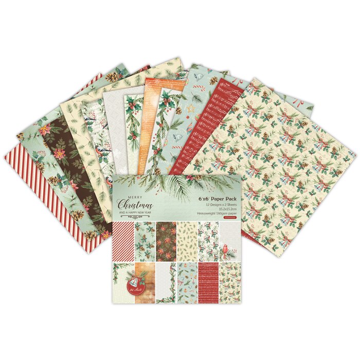 Merry Christmas Scrapbooking paper pack of 24 sheets handmade craft paper craft Background pad 882