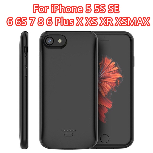 For iPhone 5 SE 5S 6 7 8 6S Plus Battery Charger Case Backup Power Bank Charging Cover For iPhone X Xs XR XS Max Battery Case