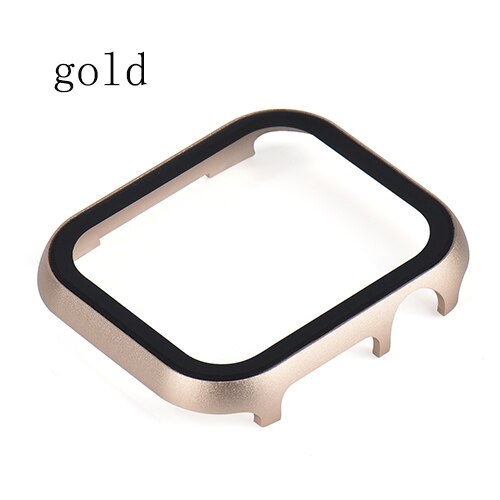 Case Voor Apple Horloge 6 Se 5 4 44Mm 40Mm Metal Bumper Cover Met Glas Protector Film Voor iwatch Serie 3 2 38Mm 42Mm Accessoires: gold / 44mm