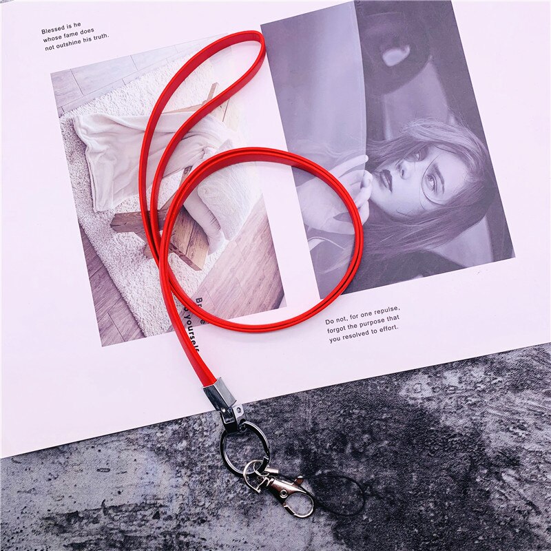 Mobile Phone Accessories For Mobile Phones Spare Parts Phone PU Lanyard Neck Strap Keychain Lanyard For Keys Key Chain Strap: red 2