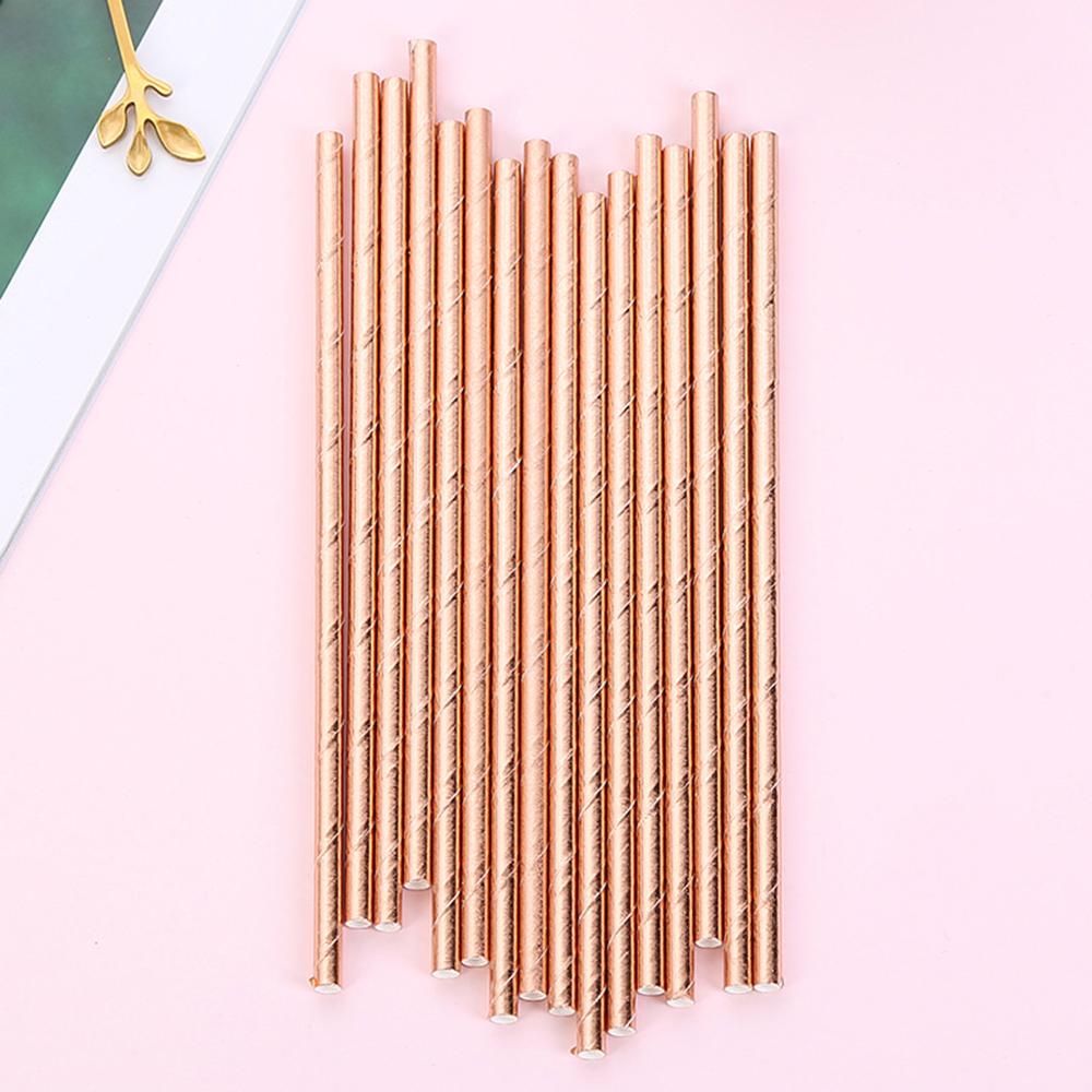 25pcs Disposable Drinking Rose Gold Straws Home Bar Party health and safety Cocktail Drink Straw