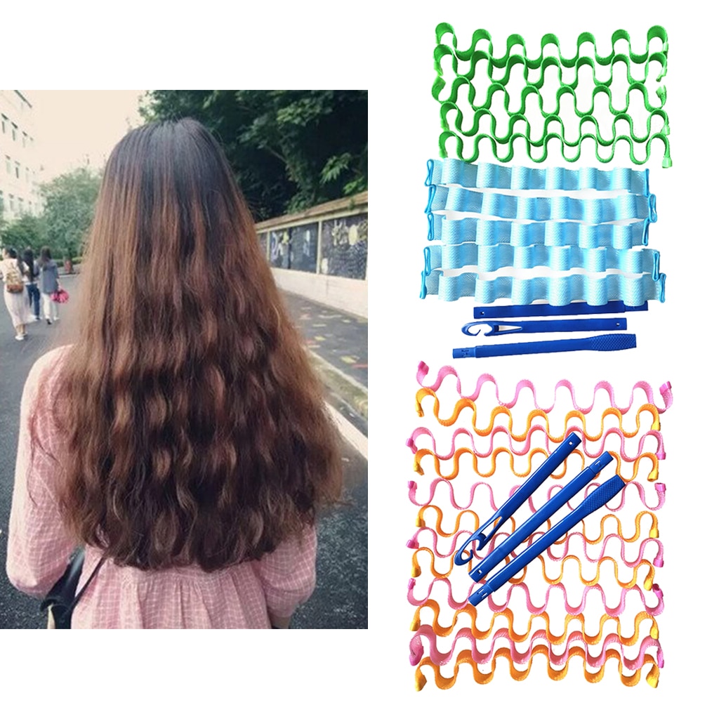 Kit de coiffure 12 pièces cheveux longs bigoudis avec crochets sans chauffage