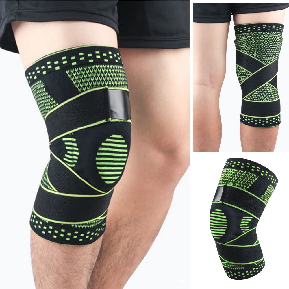 Genouillère de compression avec stabilisateur latéral pour adultes, attelle de sport, soutien du genou, déchirure du ménisque, basket-ball, Li-, instituts oto, 1 pièce: XL / green