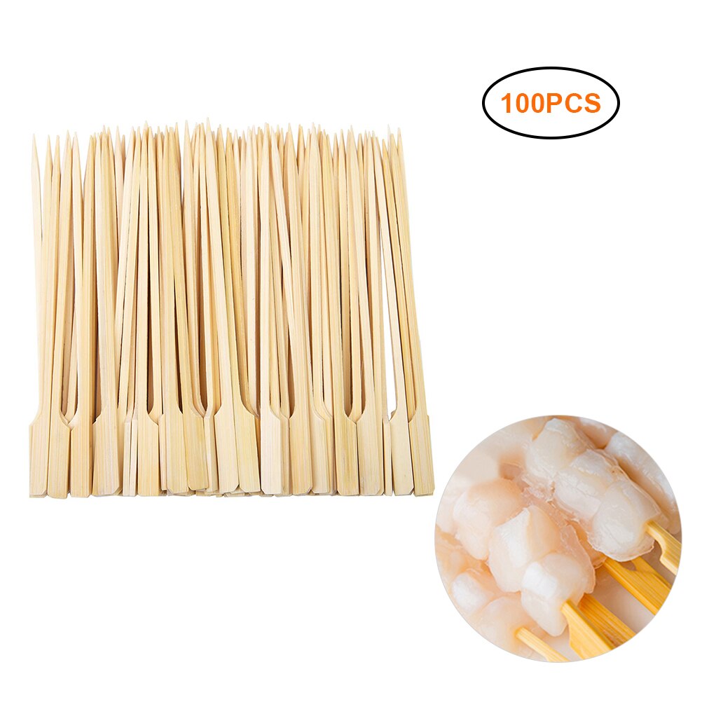 100 Stuks Wegwerp Wood Sticks Barbecue Gereedschap Natuurlijke Bbq Bamboe Spiesjes Voor Shish Kabob Grill Fruit: 15cm