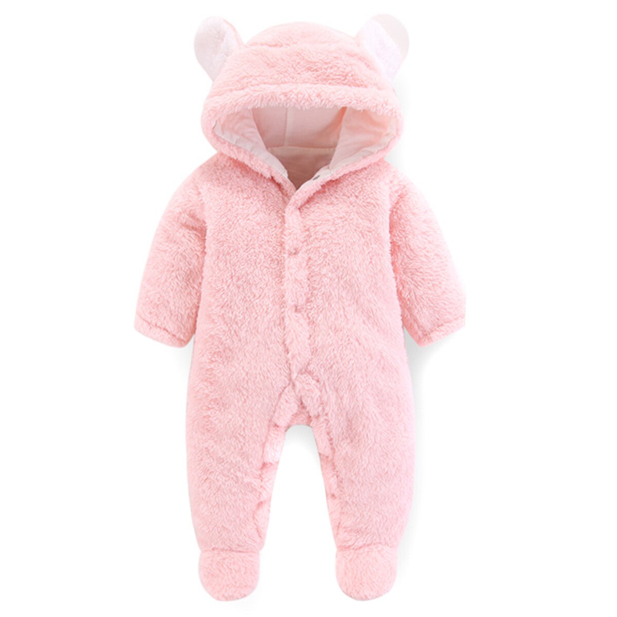 Herfst Winter Baby Katoenen fluwelen Schattige Oren Rompertjes Baby Meisje Jongen Kleding Baby Baby Meisje Kleding Jumpsuits Overall: Pink / 18m