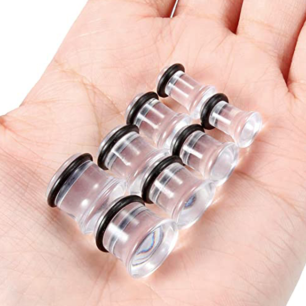Set Van 1 Paar Enkele Flare Acryl Oordopjes Tunnel Expander Piercing Oormeters Met O-Ring 5-20Mm