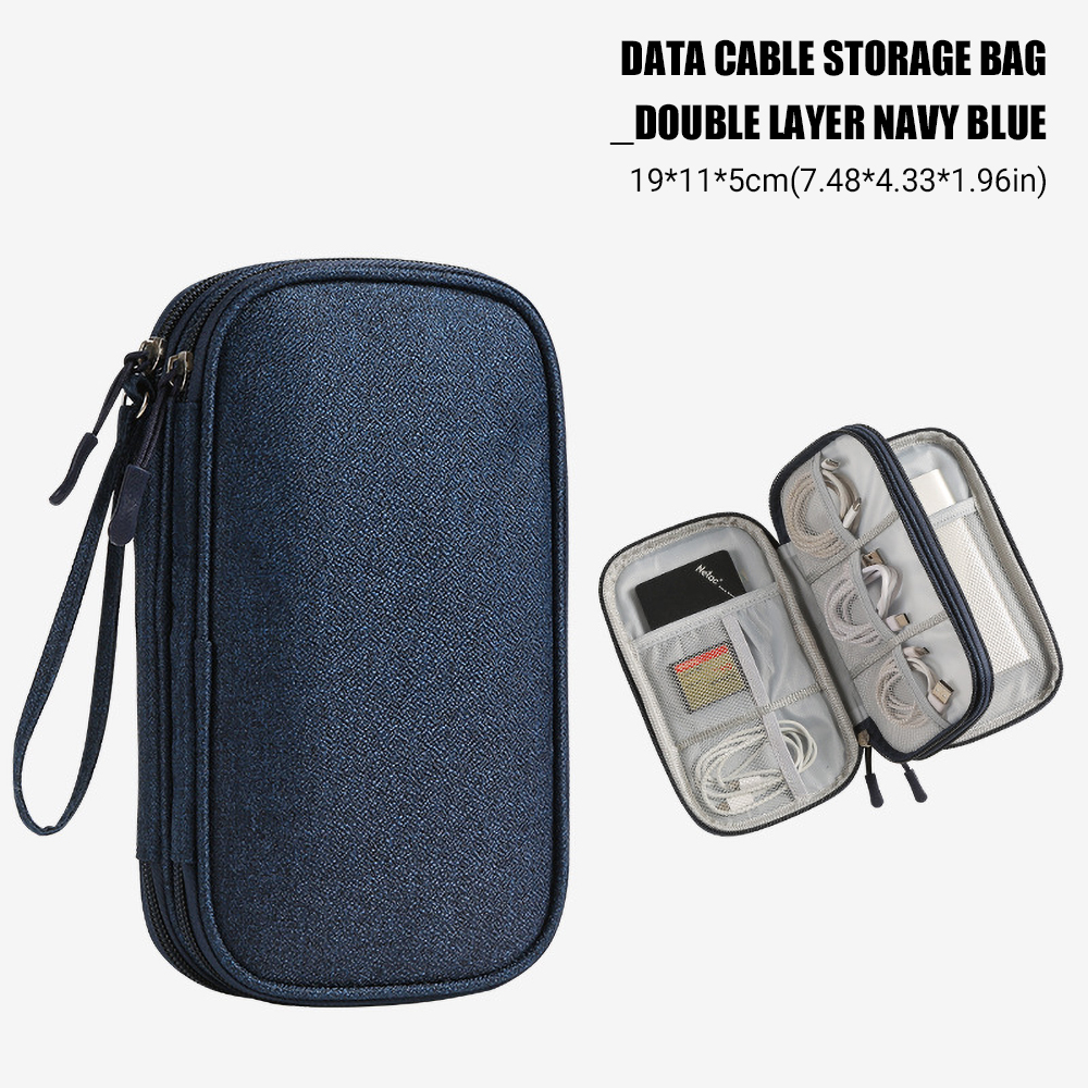 Sac de rangement de voyage pour cordon de câble, sac de rangement de câble de données de chargeur USB, étui de transport Portable étanche, sac de rangement multicouche: Rouge