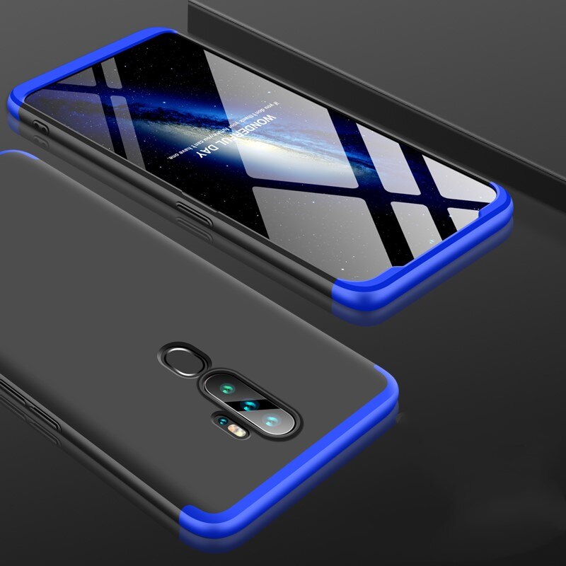 Voor Oppo A9 A5 Case Hard 3 in 1 Armor Matte Hybrid Beschermende Telefoon Cover Voor Oppo A11 a11X 360 Volledige Cover 6.5 inch: Oppo A11 / Blue and Black