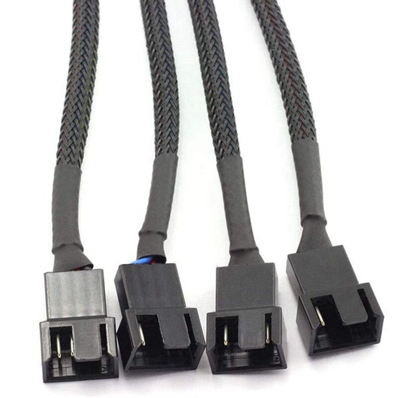 4 Stuks 4 Pin Pwm Fan Splitter Kabel Zwart Mouwen Pc Case Fan Power Kabel 1 Naar 4 Converter Gevlochten Y Splitter Power Cable