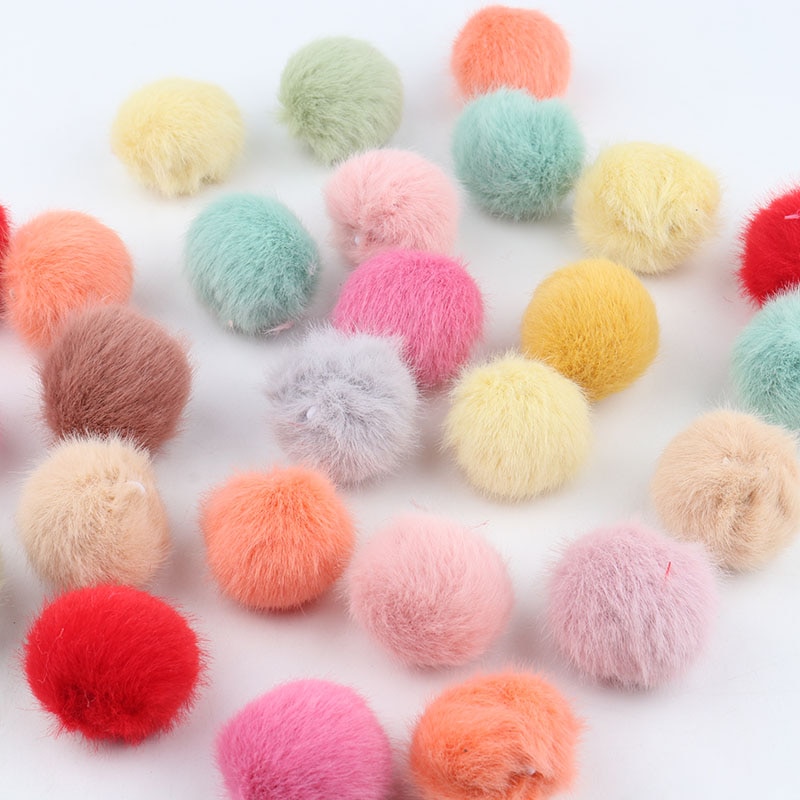35mm/10 Uds. Bolas de piel de conejo pompón Artificial Multi color pompón DIY pompones manualidades para bolas de pelo Furball suministros de costura