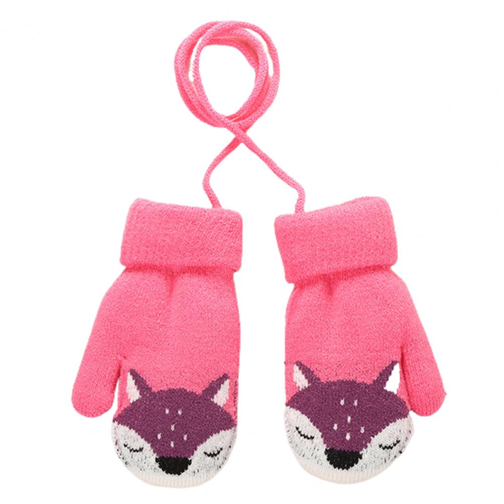 Kinderen Winter Dikke Warme Leuke Cartoon Vos Dubbellaags Gebreide Handschoenen Wanten Kids Accessoires