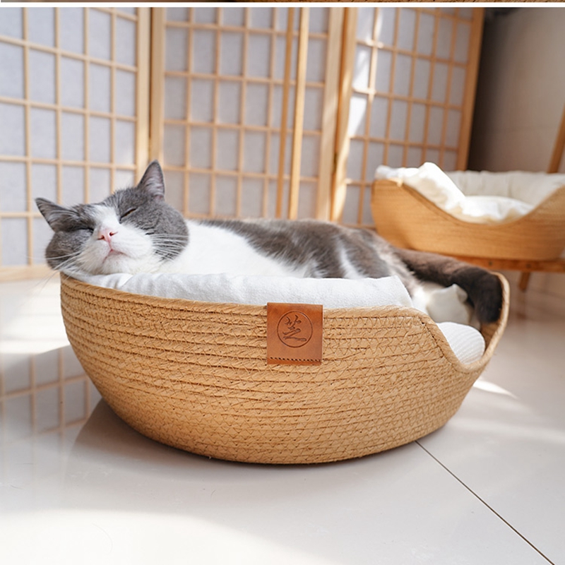 Honden Kat Warm Ronde Slapen Mand Zoete Kat Bed Gezellige Kitten Lounger Kussen Afneembare 2 En 1 Katten Bedden Wasbaar pet Cave