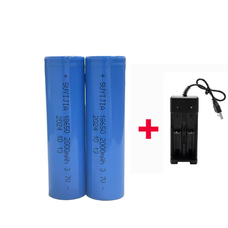 2000mah 18650 Rechargeable Battery with Charger 3.7V Li-ion Batteries for Electric Pointer Doorbell Flashlight Lithium Battery: GRAY