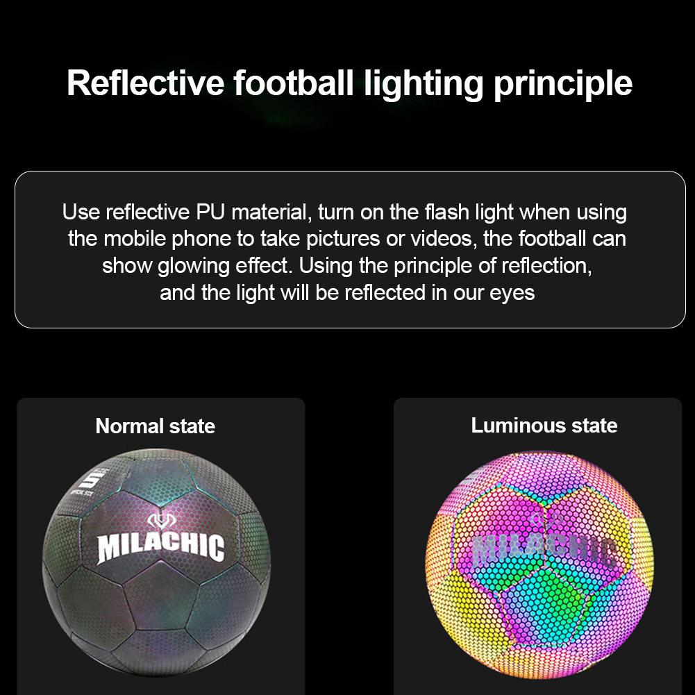 Fluorescent Reflective Cool Glowing Football Children Student Exam Training Football No. 4/5 Luminous Football
