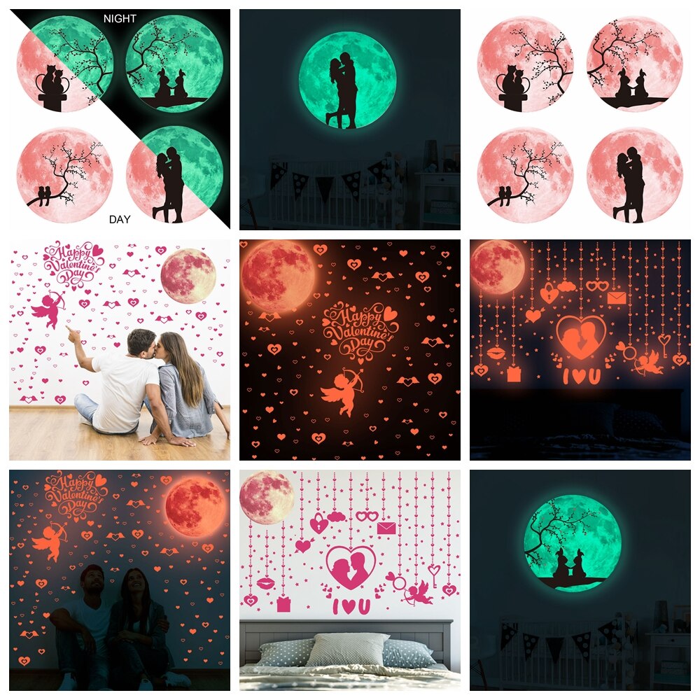 Autocollants fluorescents pour Couples, lettres d'amour qui brillent dans la nuit, pour de saint-valentin