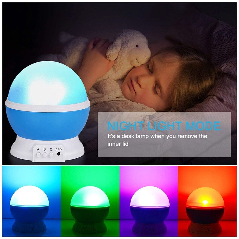 Starry Sky Projection Lamp Spherical Rotating LED Romantic Starry Sky Star Moon Projector Sleeping Light for Babies Infant