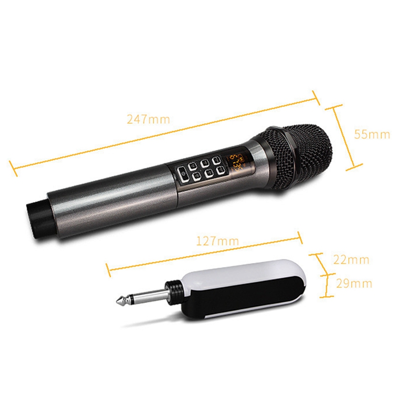 Wireless Microphone, Rechargeable Cordless Microphone Karaoke Wireless Mic Dynamic UHF Handheld with Receiver