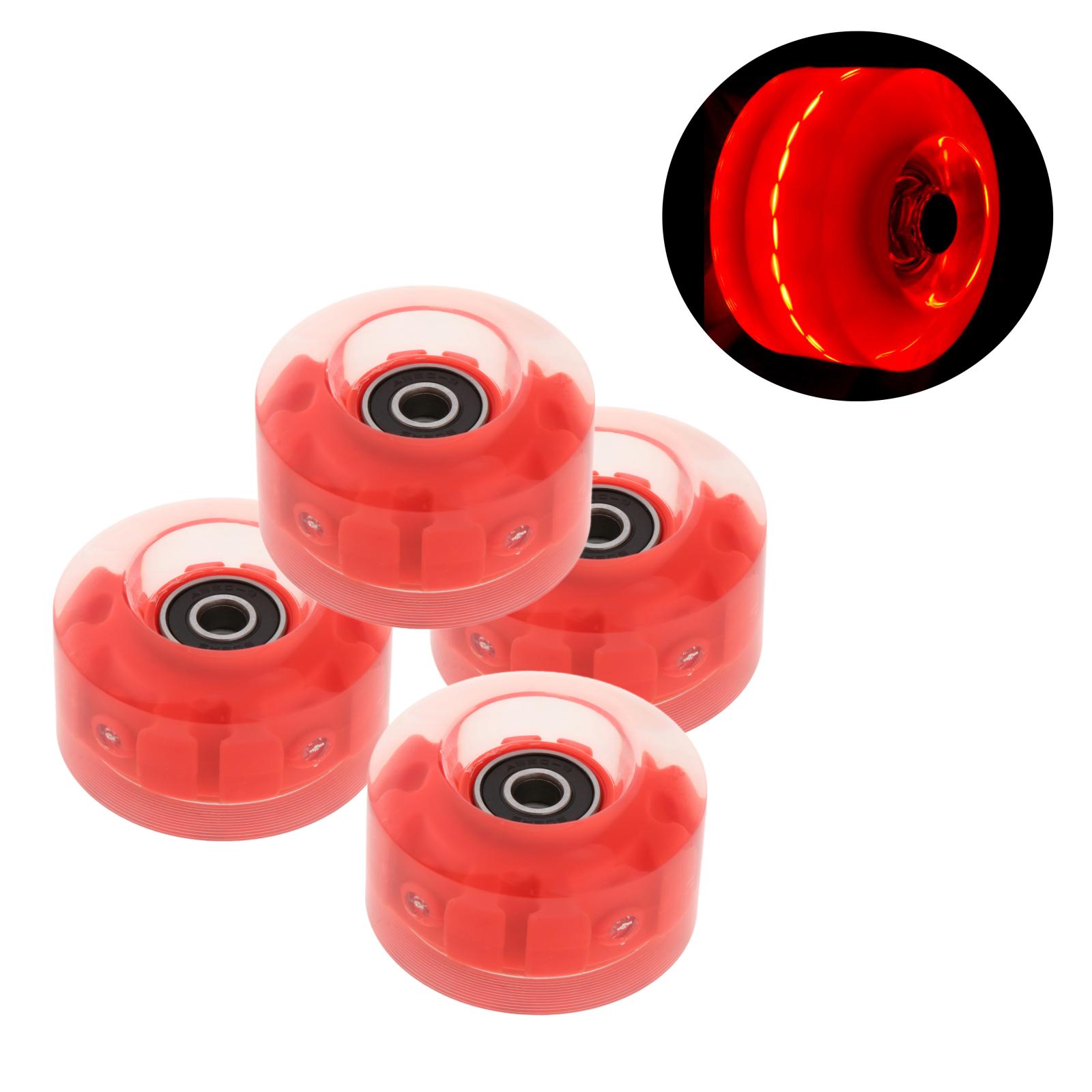 4Pack Quad Roller Skate Wielen Licht Up Lagers Voor Dubbele Rij Schaatsen Grip Lagers Onderdelen Gratis Rollerskate: Red