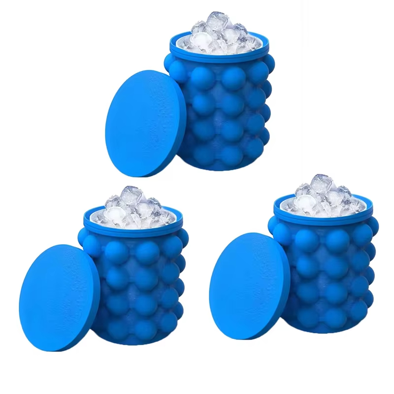 1/2/3pcs Siliconen Ijsblokjesmachine Lade Draagbare Ronde Ijsemmer (2-In-1) Ijsblokjesmachine Circulaire Zomer Quick Freeze Ijsemmer: Licht Groen
