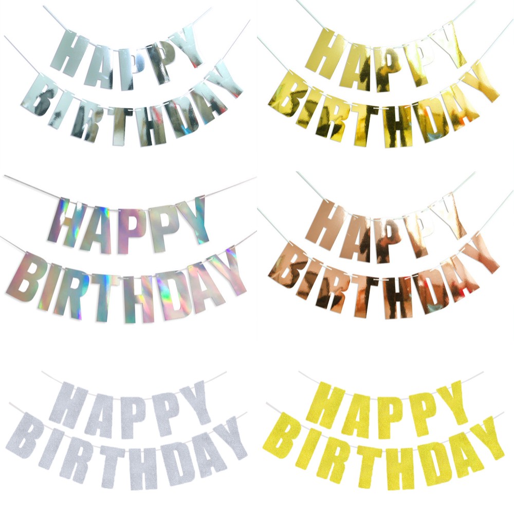 Banner de feliz cumpleaños, decoración de de cumpleaños, serpentinas, guirnalda, bandera, adorno de jardín para sala de estar, banderines de escena para niños y adultos