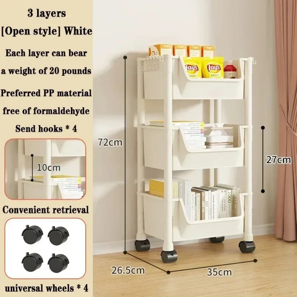 Trolley Boekenplank Verplaatsbare Boekenplank Mobiele Keuken Opbergrek Multi-Layer Opslag Shelve Met Wielen Snackkar Opbergrek