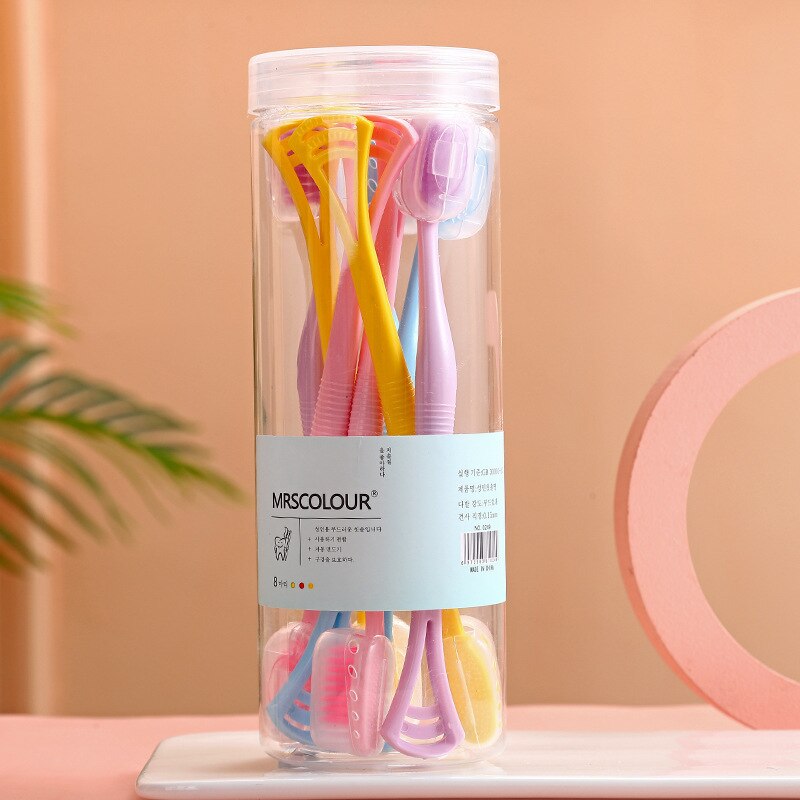 8PC Soft Bristle Color Toothbrush Can Clean Tongue Coated Toothbrush Multifunctional Home Toothbrush Travel Toothbrush: 8pc Style1