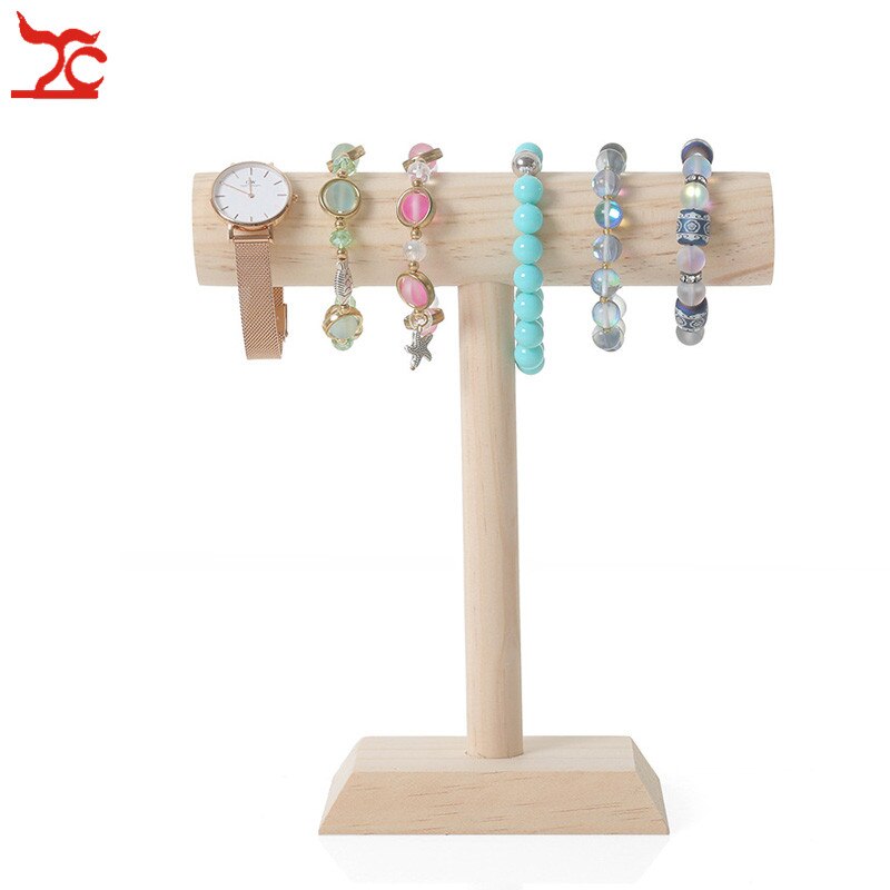 Houten Sieraden Armband Ketting Horloge Display Stand/Houder/Plank T-Bar Sieraden Verpakking Ketting Display: L(30x8x31cm)