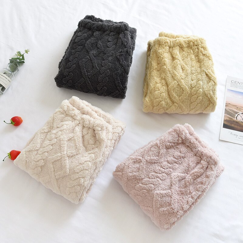 Pantalones de dormir de franela con cintura elástica para mujer, ropa para el hogar, informal, gruesa, holgada, a la , para estudiantes