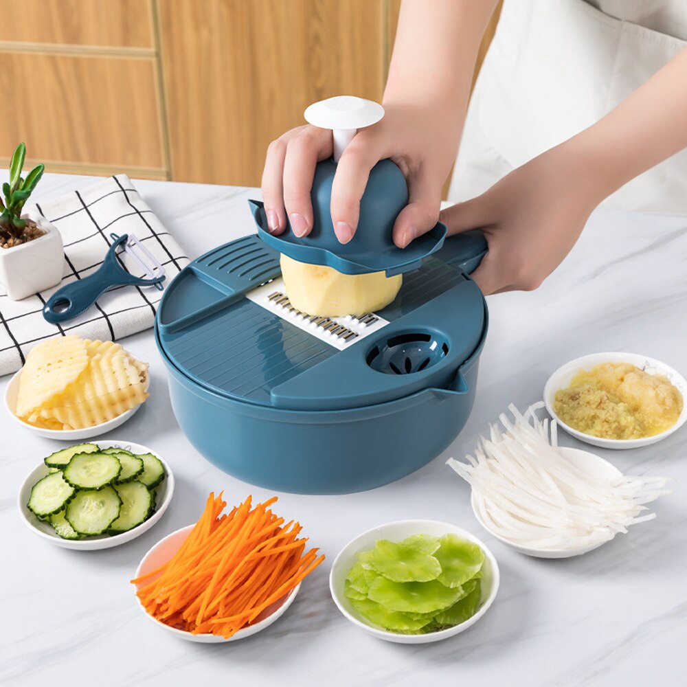 12Pcs Multifunctionele Groentesnijder Fruit Slicer Aardappel Dunschiller Wortel Rasp Plantaardige Chopper Keuken Accessoires