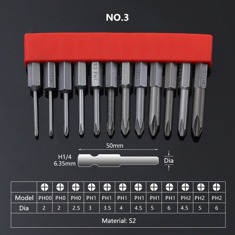 12pcs Set Security Tamper Proof Magnetic Screwdriver Drill Bit Screwdriver Bits Hex Torx Flat Head 1/4 "50mm 75mm 100mm: 03