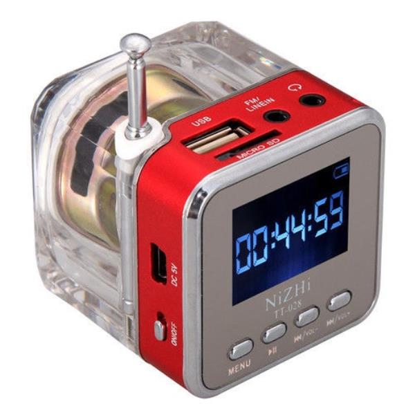 Mini usb microsd kaart fm radio lcd scherm luidspreker muziek  mp3 spelers mini aluminium vibratiefilm luidspreker 0930: Rood
