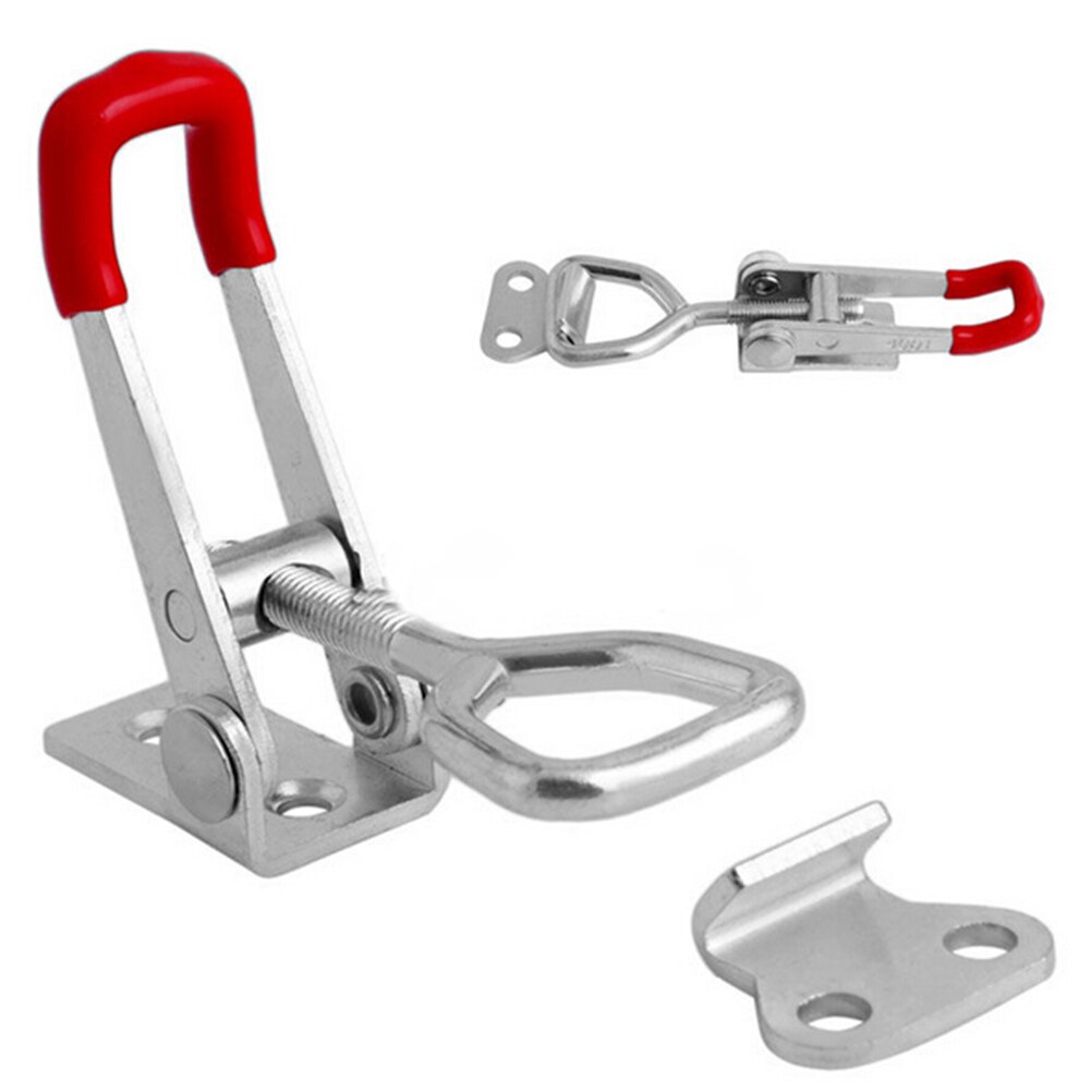 1 X Toggle Klink Verstelbare Toolbox Case Metalen Toggle Klink Catch Sluiting Lengte Zilver + Rood