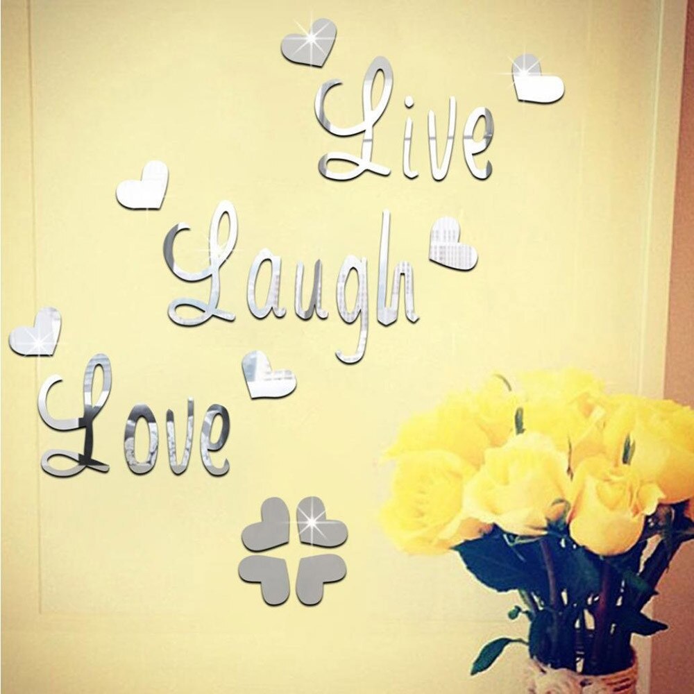 Live Lachen Liebe 3D Spiegel Schmetterling Zauberstab Aufkleber Aufkleber Zauberstab Kunst Abnehmbare Zimmer Hochzeit Dekor Heimat Zauberstab Aufkleber für freundlicher zimmer: B