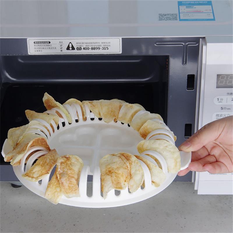 Microwave DIY Potato Chips Maker Kitchen Gadgets Cooking Microwave Oven Apple Potato Crisp Chip Slicer Maker Rack DIY Tool