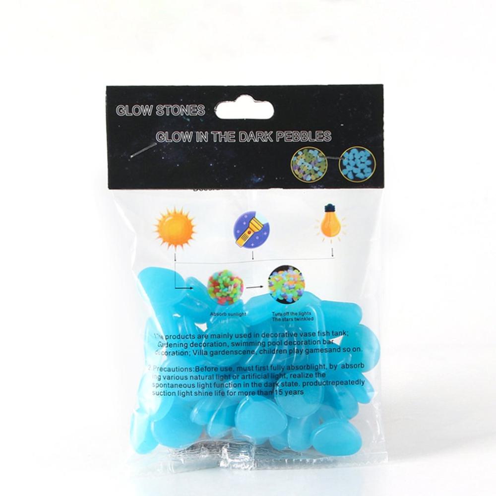 50 pçs cor artificial luminosa pedra fluorescente pedra brilhante inglês completo saco embalagem tanque de peixes paisagismo