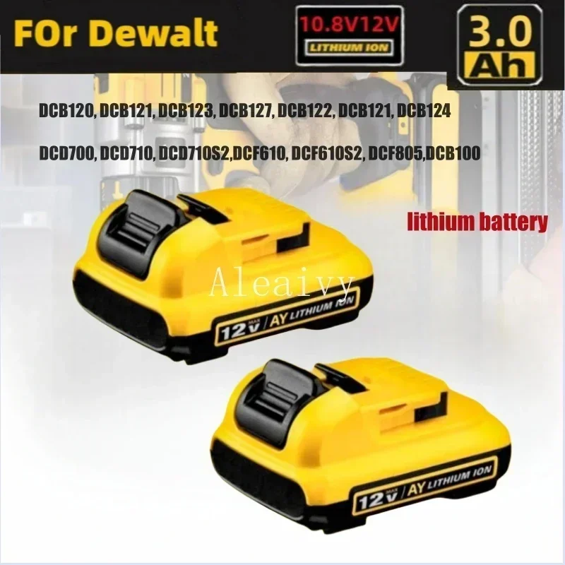 Reemplazo de batería de iones de litio Max 3,0Ah 10,8 V 12V para baterías recargables DeWalt DCB120 DCB123 DCB122 DCB127 DCB124