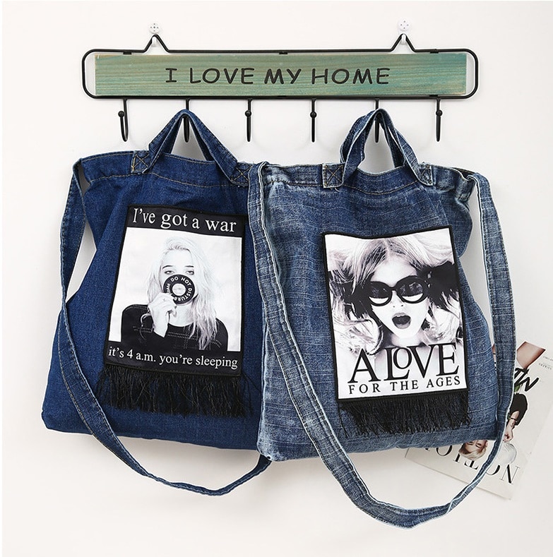 Vrouwen Handtassen Messenger Canvas Tas Modieuze Denim Jean Art Shopping Schouder Messenger Blues Crossbody Tas bolsaszakken