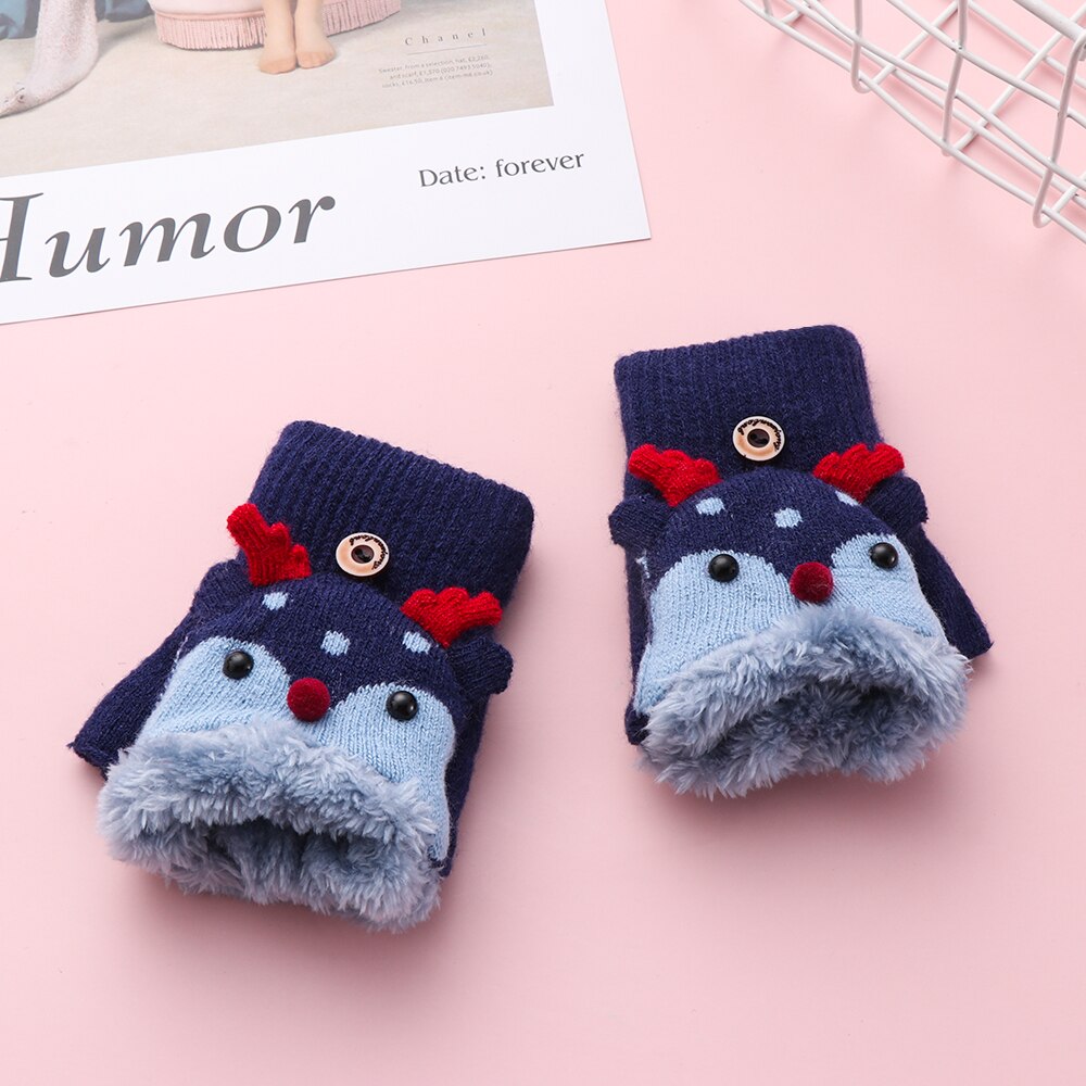 1 par de guantes de bebé de dibujos animados alce niños tapa de punto mitones, guantes invierno, guantes invierno para 3-7 años