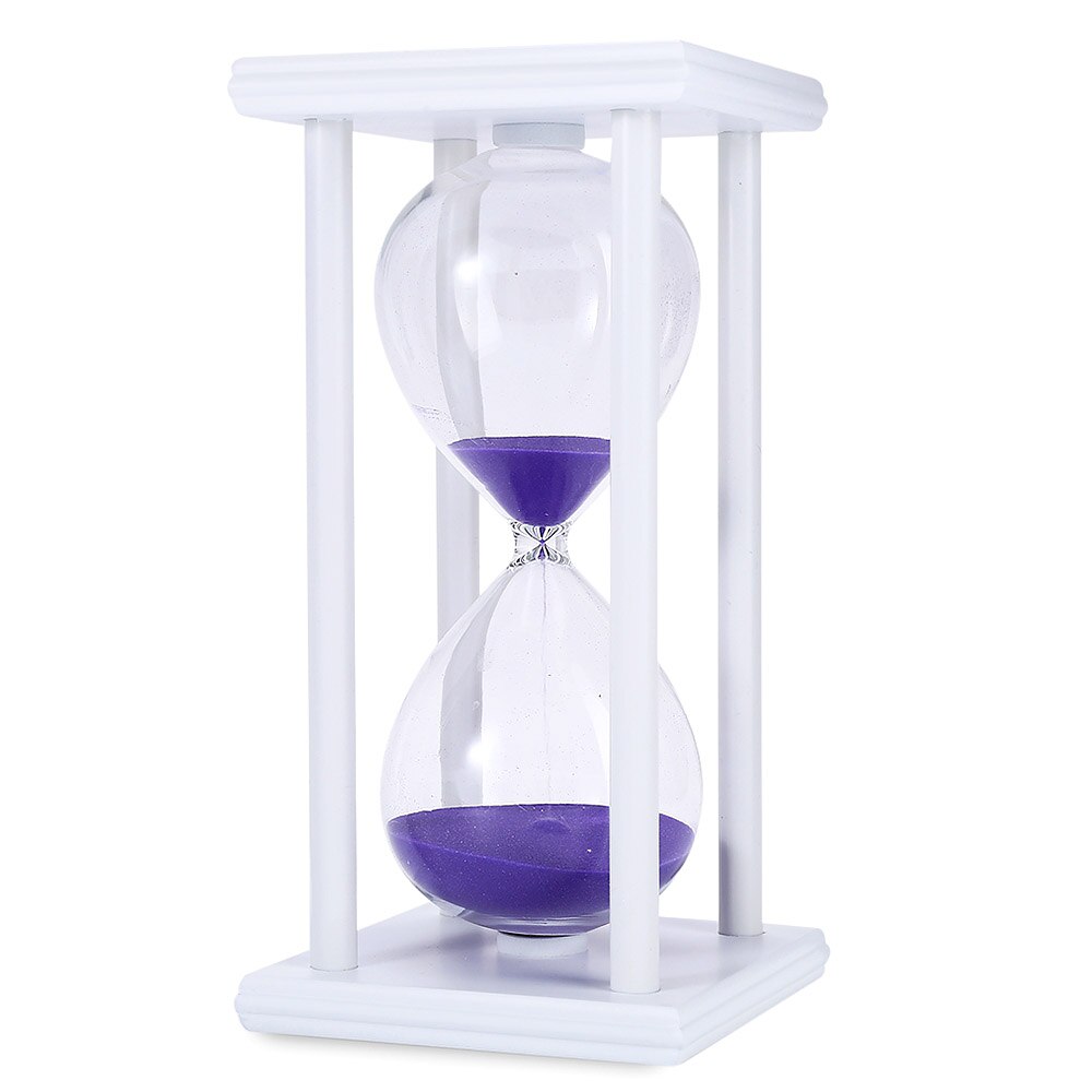 30 Minutes Time Counter Hourglass Sand Timer Retro Wooden Sandglass Clock: White Purple