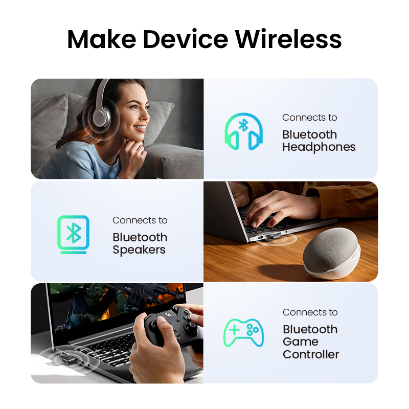 UGREEN USB Bluetooth 5.3 Dongle Adapter for PC Speaker Wireless Mouse Keyboard Music Audio Receiver Transmitter Bluetooth 5.3