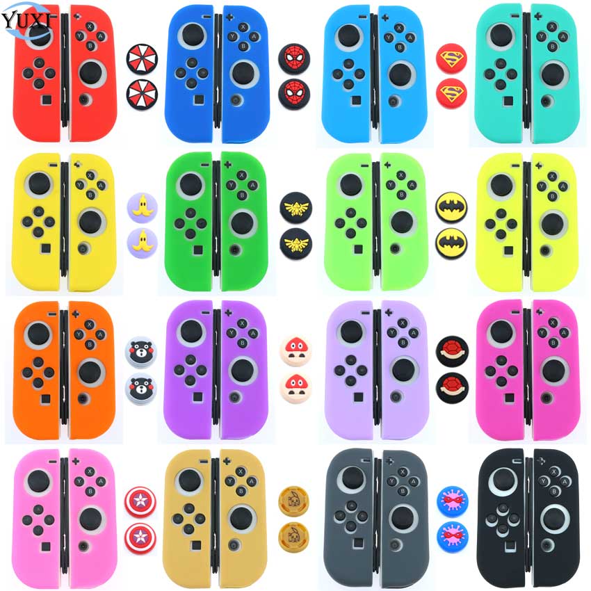 YuXi Per Nintend Interruttore NS Joy-Con Del Silicone di Protezione Della Pelle Della Copertura Della Cassa + Thumbstick Grip Joystick Tappi Per La Gioia con Controller