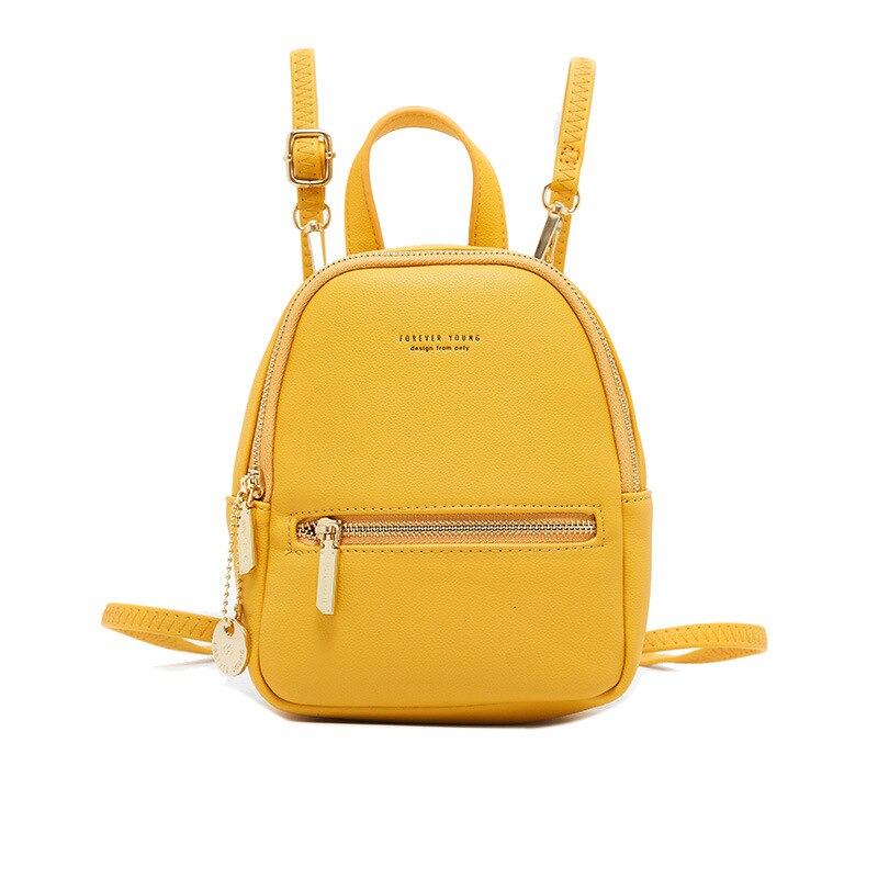 Schoudertas Voor Mobiele Telefoon Vrouwen Rugzak Mini Soft Touch Lederen Kleine Rugzakken Vrouwelijke Mode Dames Bagpack Satchel: Yellow