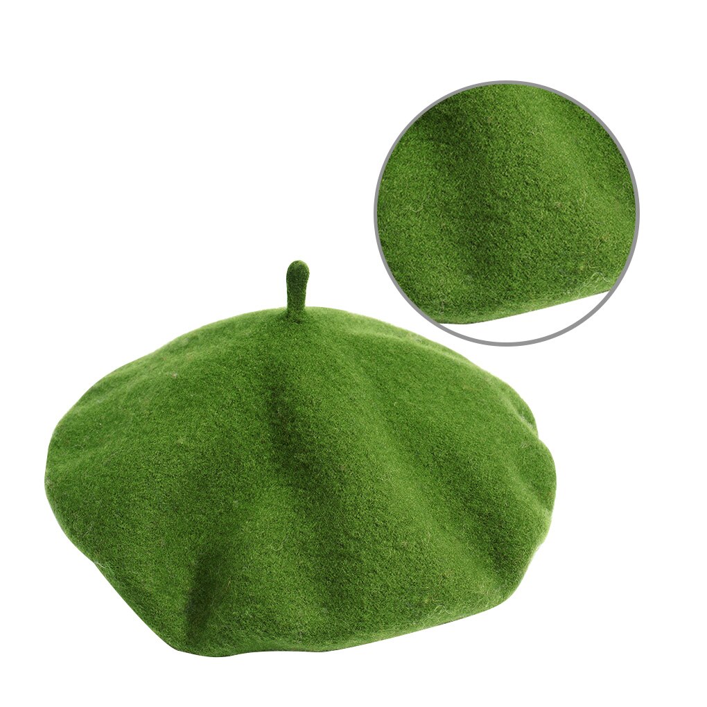 Women Girl Beret French Artist Warm Wool Winter Beanie Hat Cap Vintage Plain Beret Hats Solid Color Lady Winter Caps: E