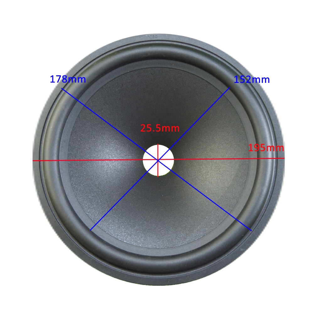 8 inch Loudspeaker Paper Cone (195mm*178mm*152mm*25.5mm) 45mm Height With Rubber Edge Speaker Woofer Paper Cone
